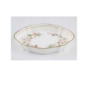 Wedgwood Mirabelle Floral Porcelain Trinket Dish with Gold Trim